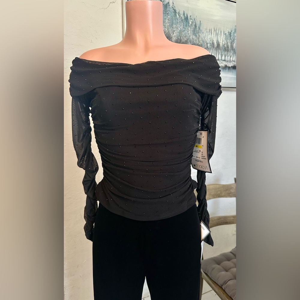 B Darlin Black Off-Shoulder BlouseM